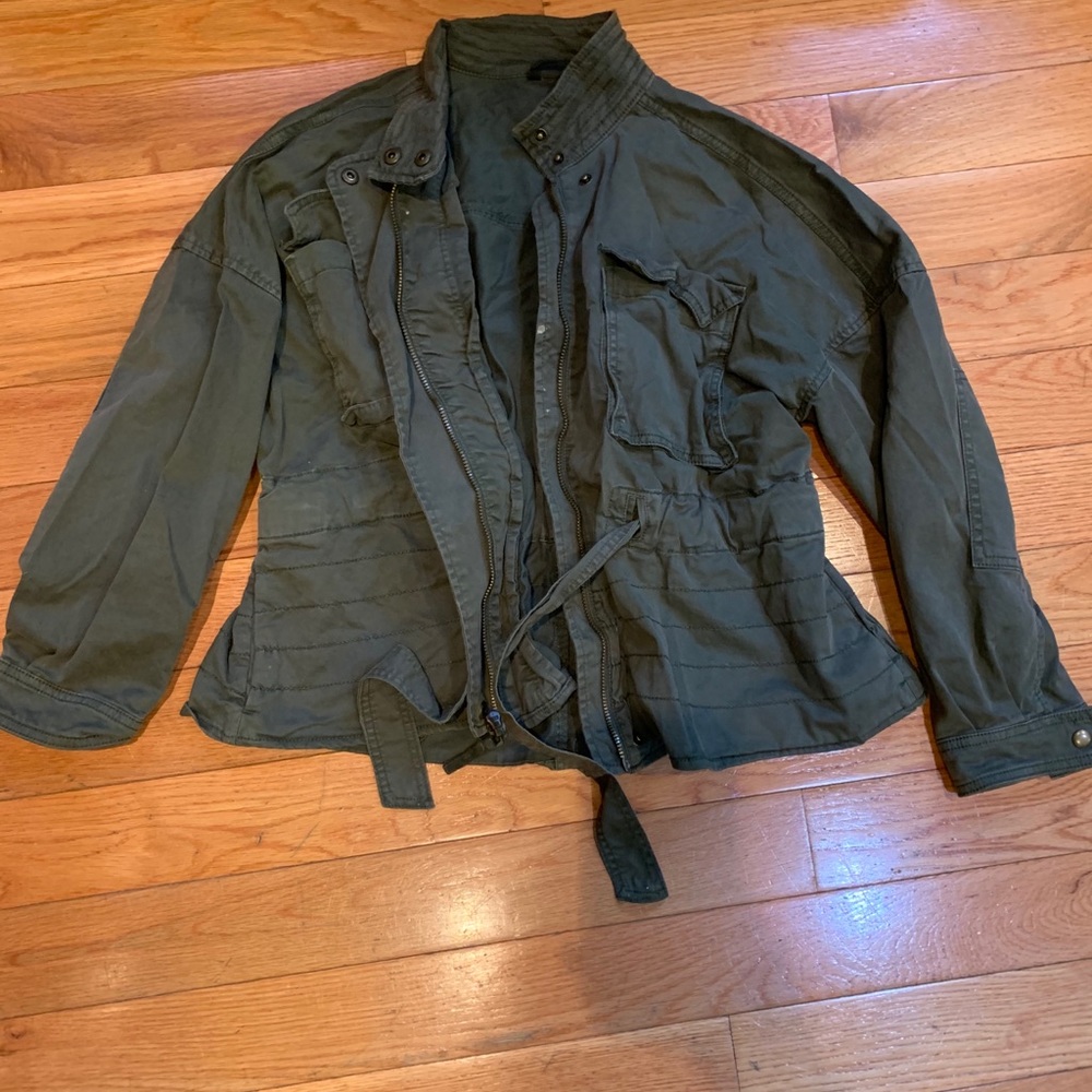 Military belted bomber jacket